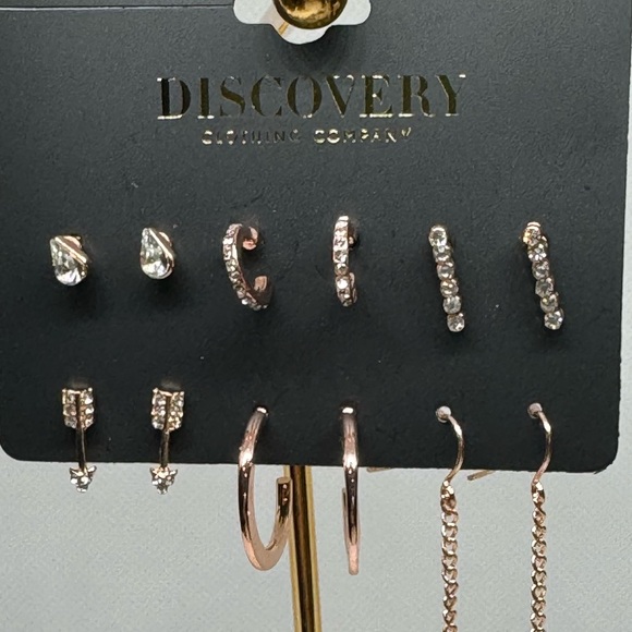 Discovery Jewelry - Discovery Clothing Company 6 Pairs of Rose Gold Tone Various Earrings